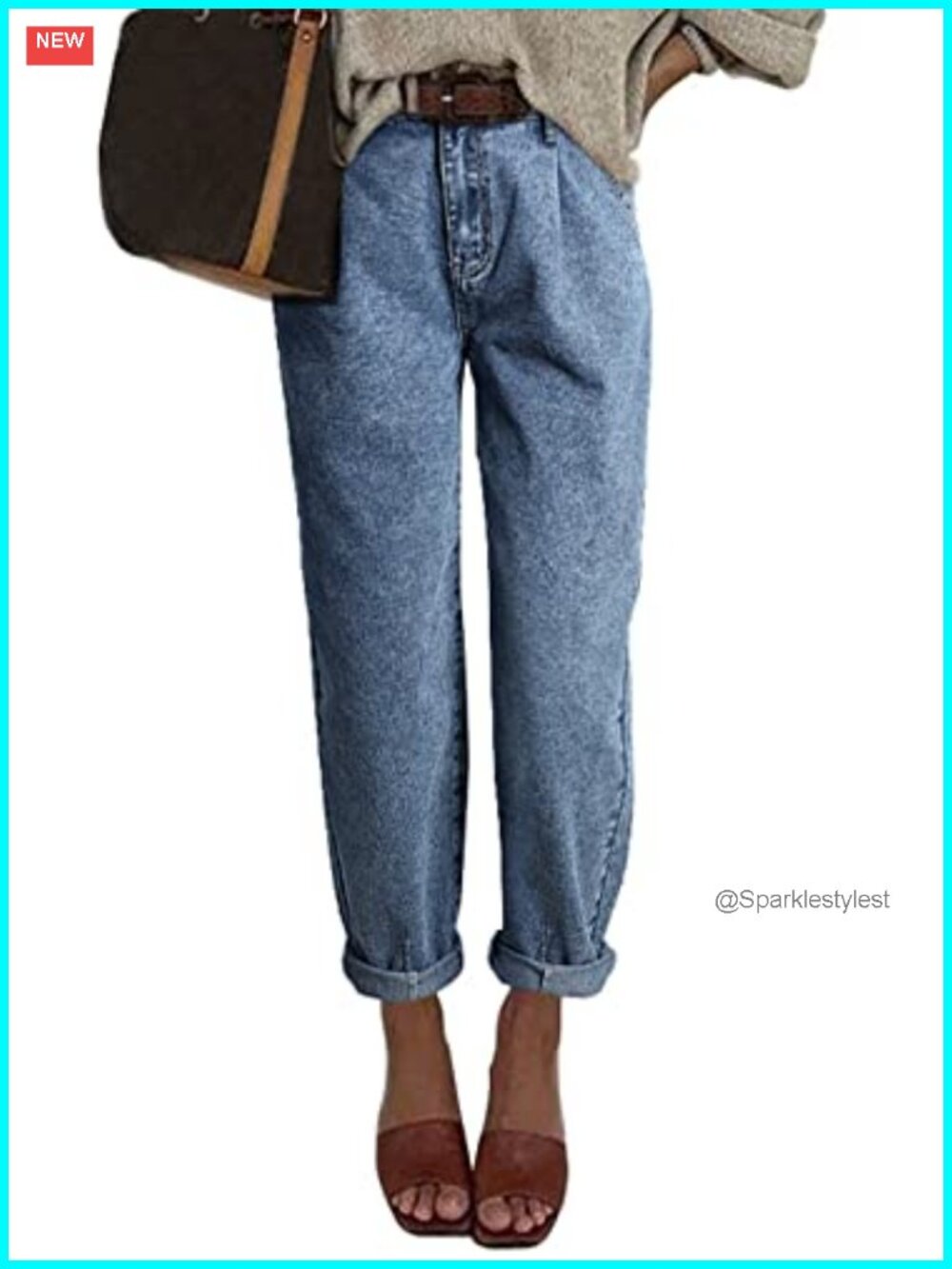 High Waisted Baggy Boyfriend Barrel Jeans Stretch Denim
